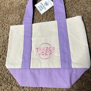 NWT Rare Trader Joe’s Mini Pastel Canvas Tote Lavender Purple or Blue Bag